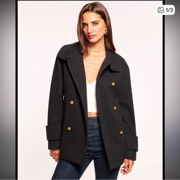 $645 NWT Ramy Brook Navy Peacoat with Notched Collar XS - Picture 1 of 10